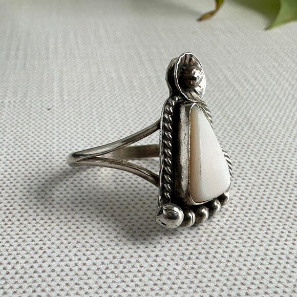 Sterling Silver White Stone Ring Size 6.5 - Picture 9 of 9